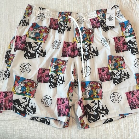 SWIMINISTA x James Peter Henry abstract artwork board shorts - NWT - Picture 1 of 6
